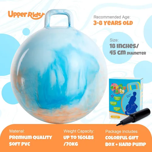 Miniatura 2 de Upper Rider Bola de tolva para niños de 3 a 6 años, bola inflable de 15 pulgadas con asa para niños pequeños, juguetes de salto de hippity hop