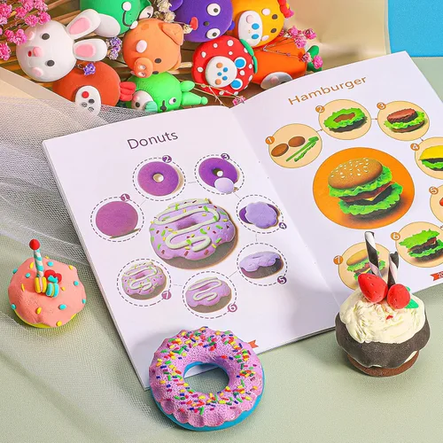 Miniatura 4 de ifergoo Kit de arcilla seca al aire para niños, 60 colores de arcilla mágica para modelar, ultraligero, seguro y no tóxico, juguete de moldeo