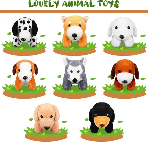Miniatura 4 de Sumind 8 piezas de perros de Navidad de peluche, surtido a granel de lindos perritos de peluche de 5 pulgadas, pequeño animal para Navidad