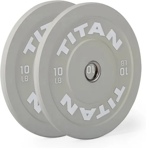 Titan Fitness Economy Olympic Bumper Plates, Color-Coded by IWF Standards, Low Bounce Rubber with Steel Insert, Weightlifting and Strength Training,