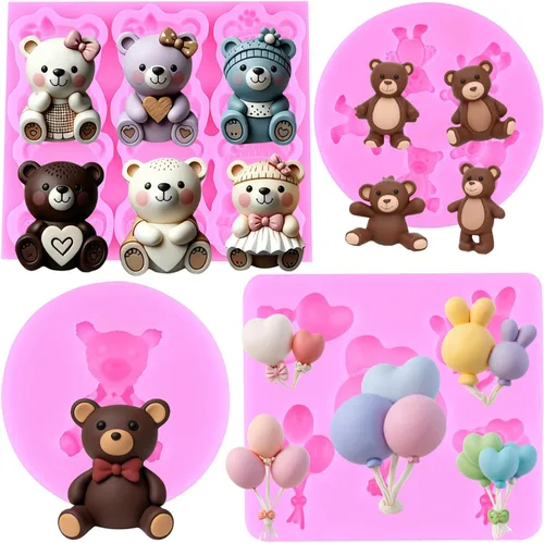 Miniatura 13 de ZiXiang Molde de silicona para oso para el día de San Valentín, molde de dulce de oso lindo molde de bola, perla, semiesfera, moldes de chocolate