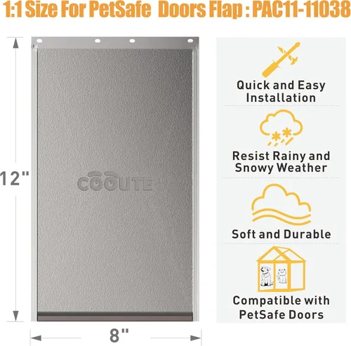 Miniatura 2 de Paquete de 2 solapas de repuesto para puerta de mascotas con cierre magnético, compatible con puerta PetSafe Freedom para perros y gatos PAC11-11038