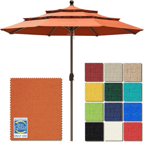 Miniatura 83 de EliteShade USA Sombrilla de Mercado de 10 Años Sin Decoloración de 9 Pies 3 Niveles Sombrilla de Patio Sombrilla de Mesa para Exteriores con Beige