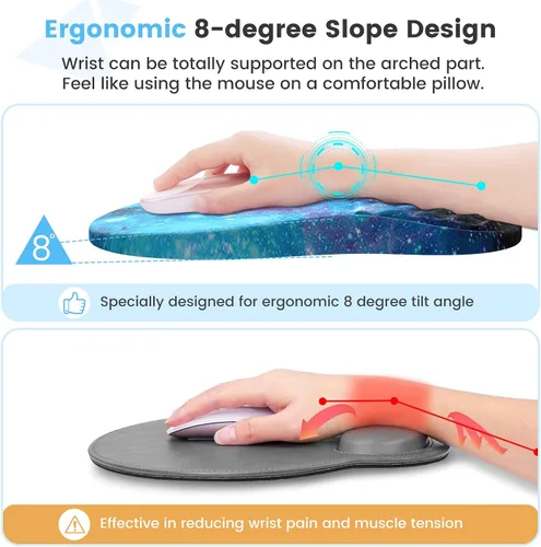Miniatura 2 de HAOCOO Alfombrilla de Mouse Ergonómica con Reposamuñecas, Juego de 3 Alfombrillas de Mouse para Computadora, Set de Alfombrillas de Mouse de Espuma