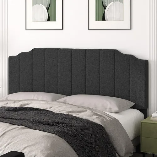 Miniatura 9 de Befurtori Cabecera Solo Tamaño King, Cabecera de Terciopelo Montada en Pared King para Cama Ajustable Cabecera Moderna Tapizada Fácil Montaje, Gris