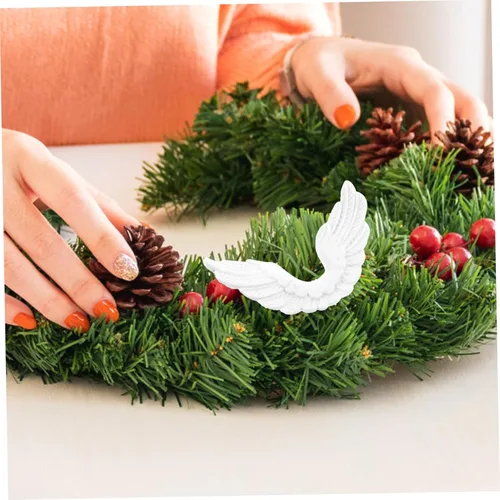 Miniatura 7 de 24 piezas de alas de ángel de plástico adornos de Navidad DIY manualidades accesorios de plástico alas de ángel para manualidades adornos blancos