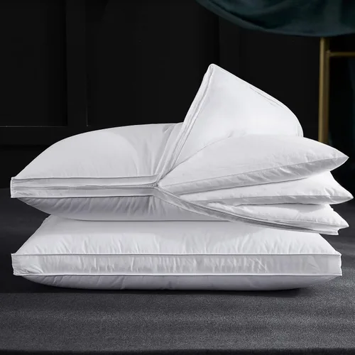 Miniatura 9 de Three Geese Almohada de plumas de ganso de capa ajustable, almohada de cama ensamblable, funda 100% algodón orgánico suave, buena para dormir boca