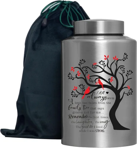 Urnas de cremación para cenizas humanas, adultos, hombre y mujer, urna decorativa grande, urna de pájaros cardenales, hasta 220 libras, urnas