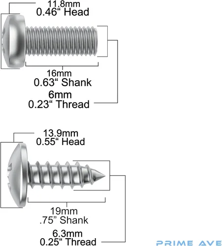 Miniatura 7 de Tornillos de matrícula de acero inoxidable para matrículas, marcos, cubiertas - Juego de tornillos para placa de matrícula a prueba de óxido