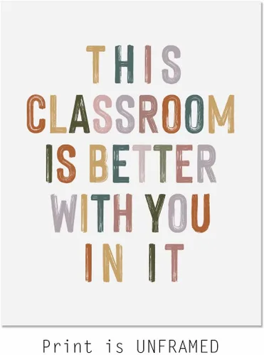 Miniatura 2 de Esta aula es mejor contigo en ella, decoración de pared motivacional positiva, letreros para profesores, bienvenida al aula, decoración bohemia