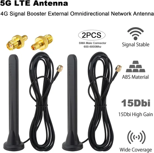Miniatura 5 de Antena 5G LTE Amplificador de señal 4G Antena de red omnidireccional externa SMA TS9 Conector 15Dbi Antena base magnética con cable 3M