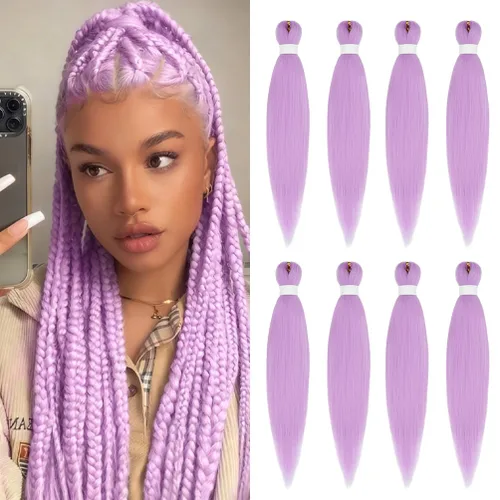 Miniatura 38 de 8 paquetes de extensiones preestiradas - 16 pulgadas de cabello trenzado premium, 55G/paquete, sin picazón, fijación en agua caliente, textura Perm