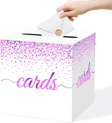 Miniatura 18 de WNINK Caja de tarjetas negra, caja de recepción de tarjetas de regalo para graduaciones, fiestas de cumpleaños, recepciones de boda, despedidas