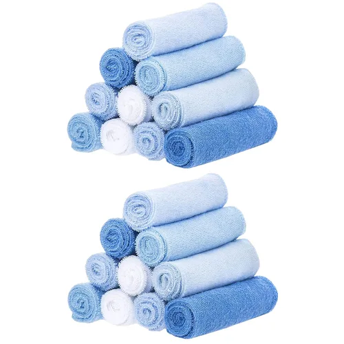 Miniatura 13 de Spasilk Juego de Paños de Lavado para Bebés Recién Nacidos Niños y Niñas, Juego de Paños de Rizo Suave, Paquete de 10, Azul