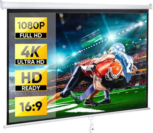 Miniatura 11 de Pantalla de proyección HD 4:3 de 72 pulgadas, pantalla de proyección manual para interiores y exteriores, pantalla de proyector portátil sin arrugas