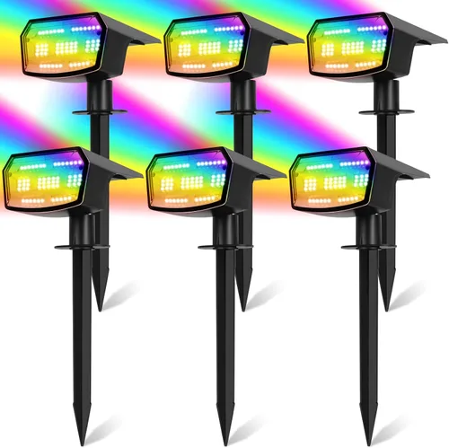 Miniatura 13 de Sucolite Paquete de 8 Luces Solares Tipo Foco para Exteriores Impermeables IP65, 3 Modos de Iluminación Focos Solares para Paisajismo 2-en-1