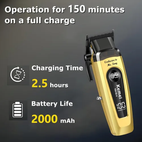 Miniatura 5 de KEMEI 90-4 - Cortadora de cabello profesional para hombres, cortapelos de 11500 RPM con pantalla LED, cortapelos inalámbricos con cuchilla DLC