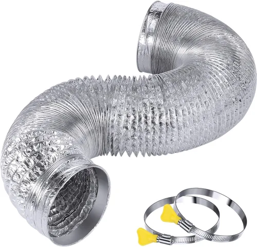 Miniatura 7 de Manguera de ducto de ventilación de secadora flexible de 4" de servicio pesado para espacio reducido de 3 pies, kit de ductos de papel de aluminio