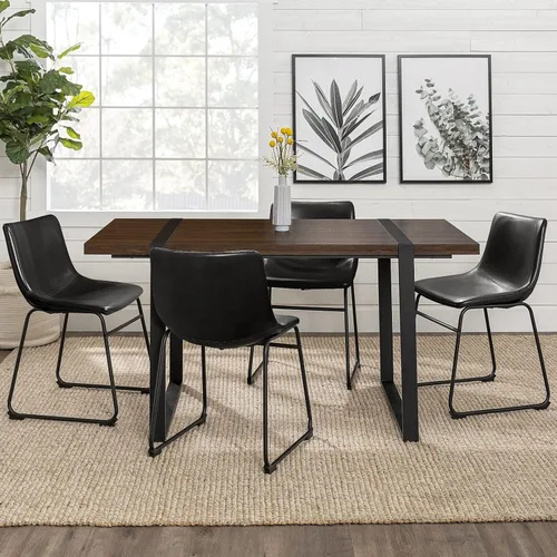 Miniatura 7 de LEMBERI Juego de 2 sillas de comedor de piel sintética, modernas sillas de cocina y comedor de 18 pulgadas con respaldo y patas de metal, cómodo