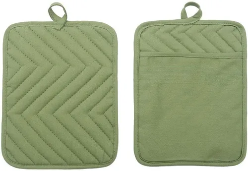 Miniatura 3 de Anyi Soportes para ollas resistentes al calor, almohadillas calientes de algodón para mostrador y mesa, color verde con bolsillo