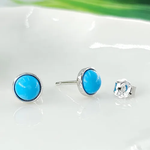 Miniatura 84 de Pendientes naturales de 0.236 in con chapado en oro blanco sobre plata de ley, bisel cabujón de piedras preciosas regalo de joyería para ella
