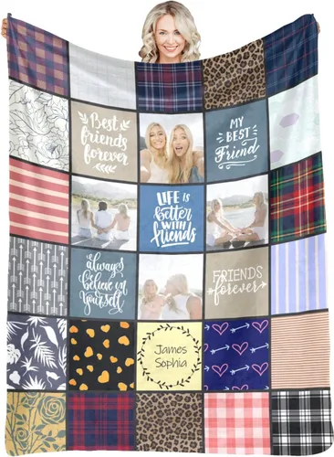 Miniatura 32 de Manta personalizada con fotos y texto para mamá, papá, bebé, familia, amigos, manta personalizada para cumpleaños, Navidad, para mujeres, hermana