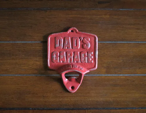 Miniatura 4 de Dad's Garage Wall Mounted Beer Bottle Opener Colonial Red or Pick Color Cast Iron