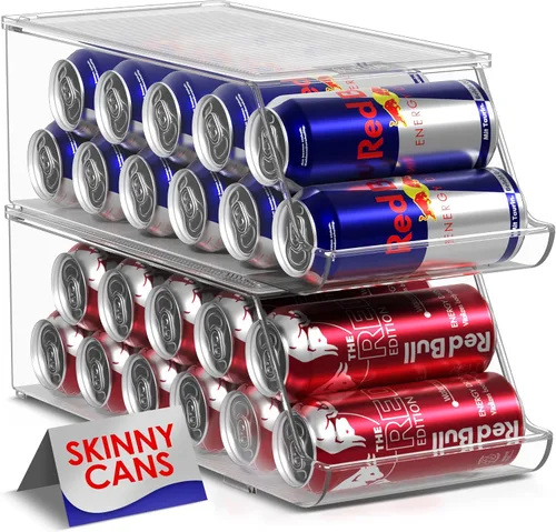 Miniatura 10 de Sorbus Organizador de botellas de agua para refrigerador con tapa, capacidad para 9 botellas, organizador apilable de bebidas para refrigerador