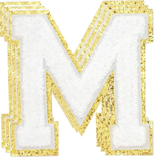 Miniatura 11 de 3 parches de números de chenilla negra, tamaño grande de 4-1/2" parches de números para planchar, parches universitarios para ropa, 8" Borde oro rosa