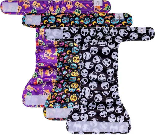 Miniatura 3 de CuteBone - Pañales lavables de Halloween para perras sin agujero para la cola, paquete de 3 pañales reutilizables para período de entrenamiento
