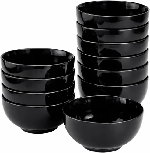 Miniatura 11 de Brew To A Tea BTAT - Juego de 12 cuencos de sopa, 16 onzas, color azul marino, platos de porcelana para sopa, arroz, ensalada, fideos, microondas