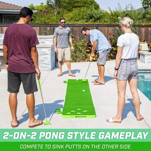Miniatura 3 de GoSports BattlePutt - Juego de golf de putting de 2 contra 2, juego estilo Pong con verde de putting de 11 pies, 2 putters y 2 pelotas de golf
