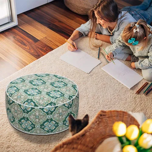 Miniatura 7 de FUNHOME Taburete inflable otomano con asa, reposapiés para todo tipo de clima, asiento de 20 pulgadas de diámetro x 9 pulgadas de alto, taburete