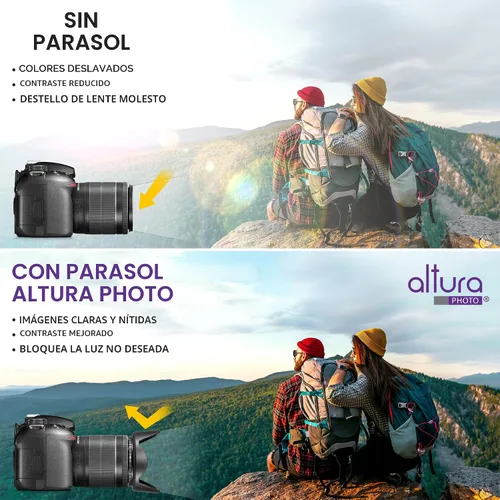 Miniatura 3 de Altura Photo 58 mm Parasol de objetivo de tulipán para cámaras Canon EOS 77D 80D 90D Rebel T8i T7 T7i T6i T6s T6 SL2 SL3 DSLR con lentes Canon EF-S