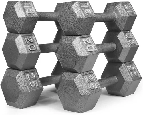 Miniatura 12 de WF Athletic Supply Juego de mancuernas de hierro fundido, juego de mancuernas hexagonales sólidas, color gris, entrenamiento de fuerza, pesas libres