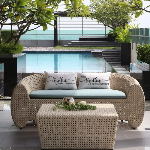 Miniatura 6 de Ogiselestyle Fundas de almohada de granja con frase "Together They Built a Life They Loved Quote de 12 x 20 pulgadas, fundas de almohada lumbares