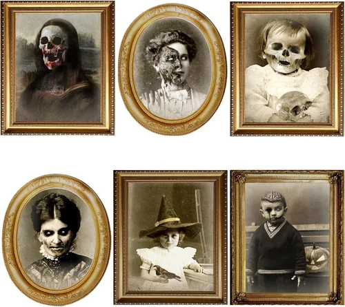 Miniatura 9 de Tuanse Decoraciones de Halloween para interiores 3D con imágenes cambiantes de rostro, retratos aterradores, portarretratos espeluznantes