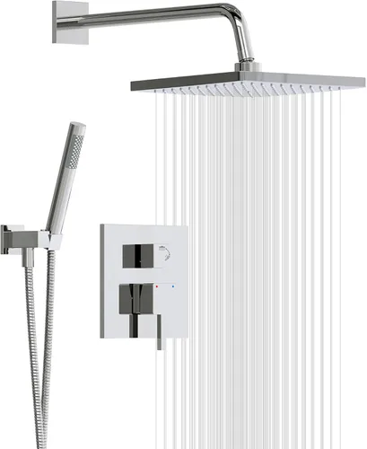 Miniatura 9 de Esnbia Sistema de ducha termostático negro, juego de grifo de ducha de metal con cabezal de ducha de lluvia de 10 pulgadas, cabezales de ducha