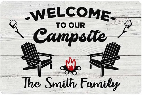 Miniatura 11 de Tapete personalizado para cámper de 24 x 16 pulgadas, para interior y exterior, con bienvenida a nuestro campamento, decoración personalizada
