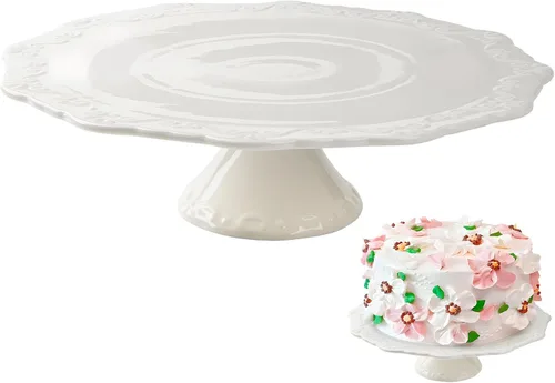 Miniatura 9 de Soporte de cerámica para cupcakes de 3 niveles, bandeja escalonada blanca para cupcakes, soporte de servicio de 3 niveles para fiesta de té