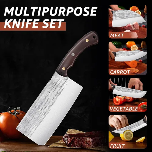 Miniatura 4 de TIJERAS Juego de 14 piezas de cuchillos de carnicero para cortar carne, cuchillos de chef japoneses premium con bolsa, juego de cuchillos de cocina