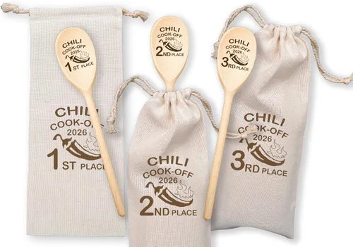Miniatura 13 de Chili Cook Off Spoon Premio Personalizado Trofeo de Chili de Madera Premio Campeón de Cocina 1er 2do 3er Lugar Mejor Postre Personalizado Nombre