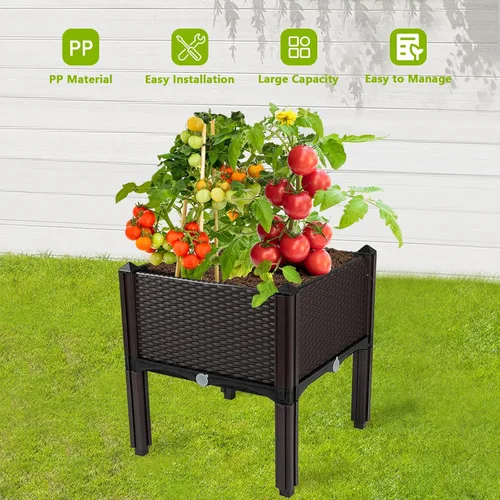 Miniatura 5 de Jardineras elevadas para plantas al aire libre con patas, jardineras rectangulares elevadas, jardín, patio, balcón, terraza para plantar flores