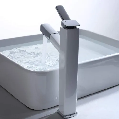 Miniatura 5 de KAIYING Grifo de Fregadero de Recipiente Extraíble para Baño, Grifo de Lavabo de un Solo Orificio con Rociador Extraíble, Grifo Mezclador de Una