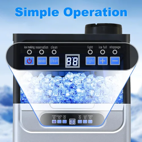 Miniatura 3 de Amzgachfktch - Máquina comercial para hacer hielo, 100 libras/24 horas, máquina para hacer hielo con 2 modos de entrada de agua, capacidad