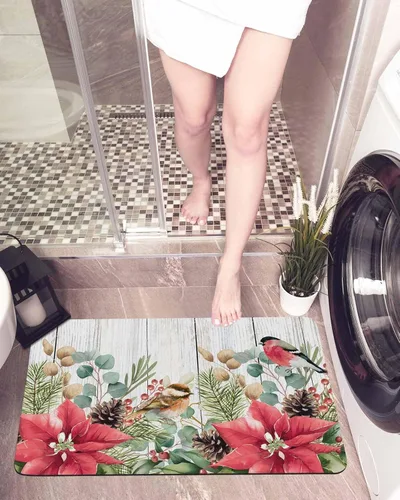 Miniatura 6 de Tapete de baño de Navidad para bañera, antideslizante, de secado rápido y absorbente, tierra de diatomeas, cocina, ducha, fregadero, lavable, tapete