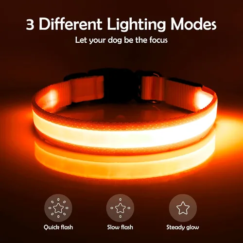 Miniatura 2 de Vizpet Collar LED para Perros, Collar para Perros con Luz Ajustable Recargable por USB Super Brillante Luz de Seguridad Collares Brillantes