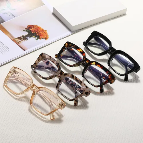 Miniatura 7 de Lentes de lectura de gran tamaño para mujer, paquete de 4 unidades, estilo Oprah, cuadrados, con bloqueo de luz azul, lectores de computadora