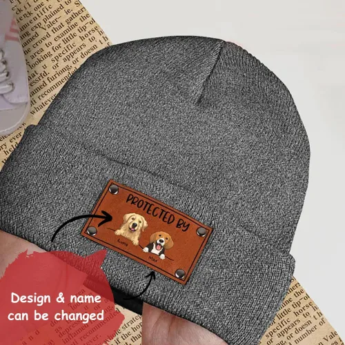 Miniatura 3 de Gossby Gorro de bebé personalizado con parche de cuero vegano para niño y niña, protegido por - Regalo personalizado para recién nacido, niño