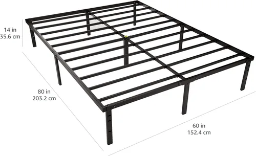 Miniatura 3 de Amazon Basics - Base de cama robusta y resistente con plataforma de almacenamiento tamaño Queen, soporte de listones de acero, sin ruido, de fácil
